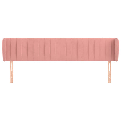 Sänggavel med kanter rosa 183x23x78/88 cm sammet