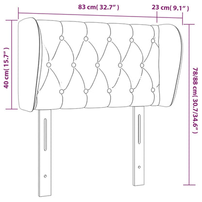 Sänggavel med kanter ljusgrå 83x23x78/88 cm sammet