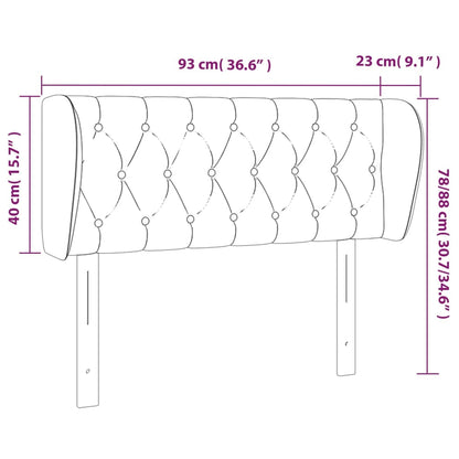 Sänggavel med kanter svart 93x23x78/88 cm sammet