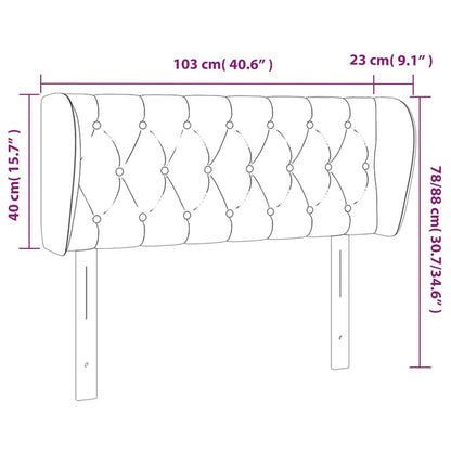 Sänggavel med kanter svart 103x23x78/88 cm sammet