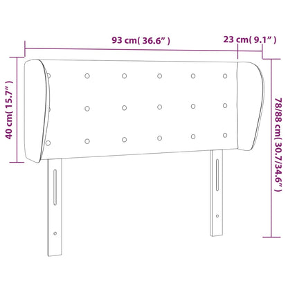 Sänggavel med kanter gräddvit 93x23x78/88 cm tyg