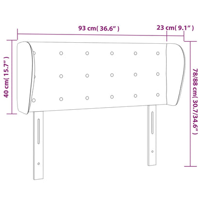 Sänggavel med kanter ljusgrå 93x23x78/88 cm sammet