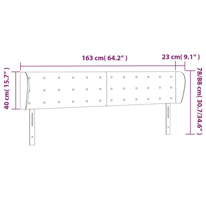 Sänggavel med kanter svart 163x23x78/88 cm sammet