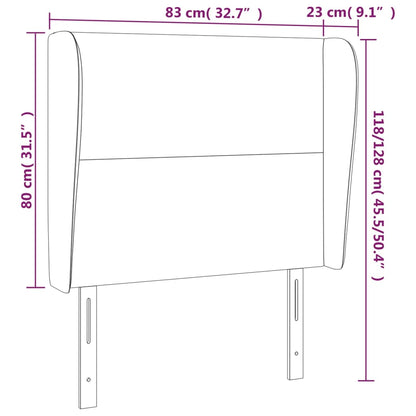 Sänggavel med kanter mörkgrå 83x23x118/128 cm tyg