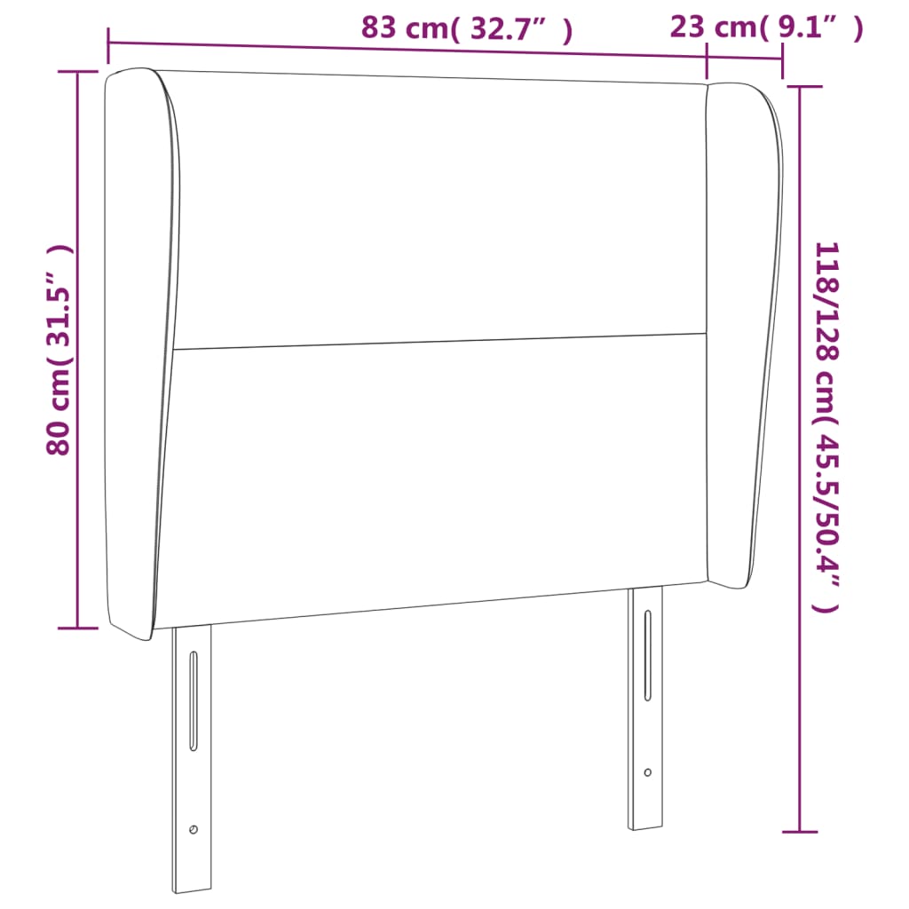 Sänggavel med kanter blå 83x23x118/128 cm tyg