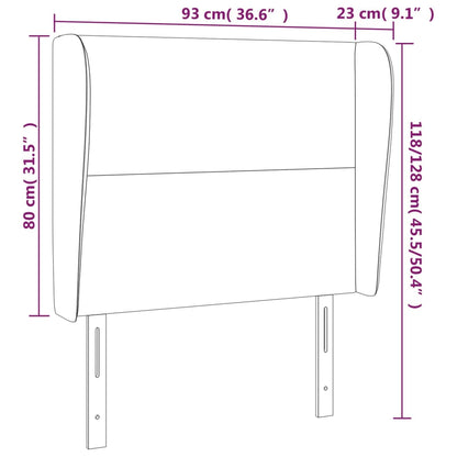 Sänggavel med kanter ljusgrå 93x23x118/128 cm sammet