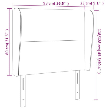 Sänggavel med kanter svart 93x23x118/128 cm sammet