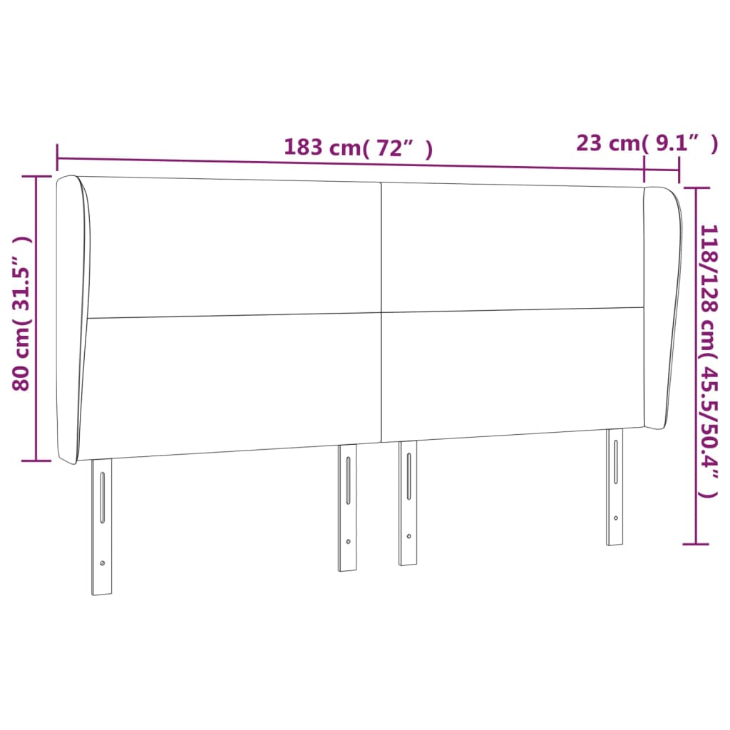 Sänggavel med kanter rosa 183x23x118/128 cm sammet