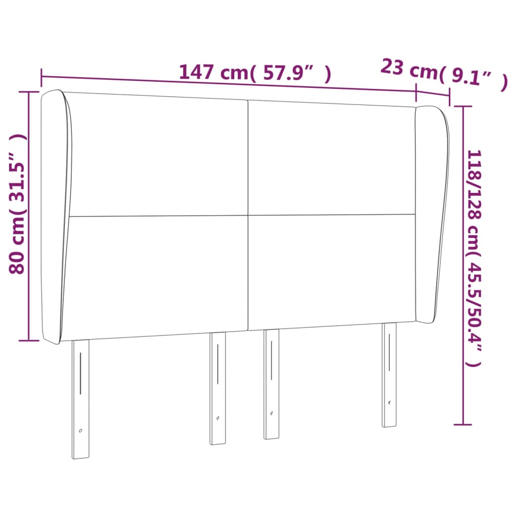 Sänggavel med kanter svart 147x23x118/128 cm konstläder