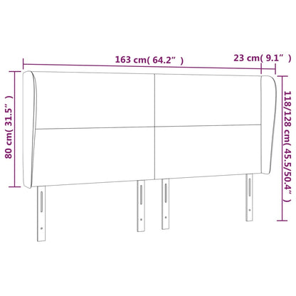 Sänggavel med kanter vit 163x23x118/128 cm konstläder