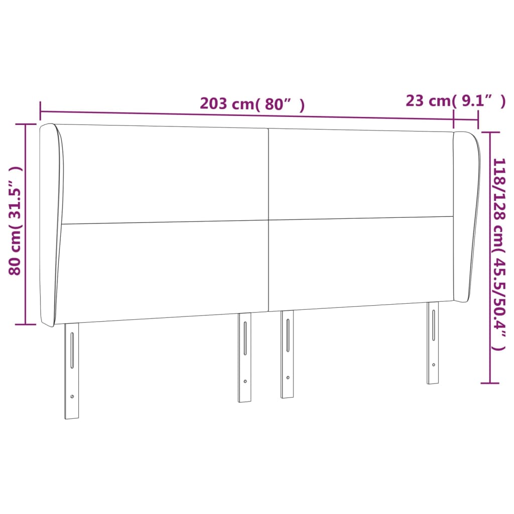 Sänggavel med kanter vit 203x23x118/128 cm konstläder