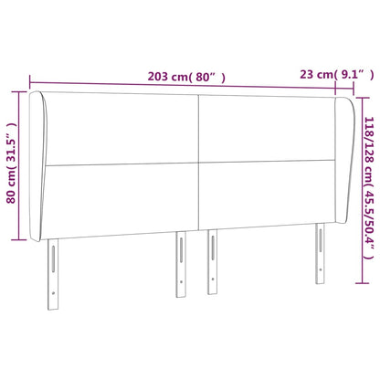 Sänggavel med kanter vit 203x23x118/128 cm konstläder