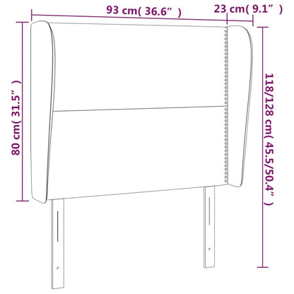 Sänggavel med kanter mörkbrun 93x23x118/128 cm tyg