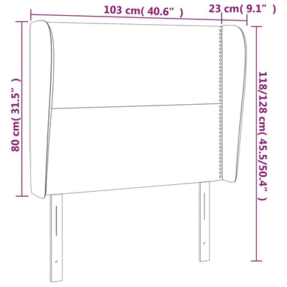 Sänggavel med kanter gräddvit 103x23x118/128 cm tyg