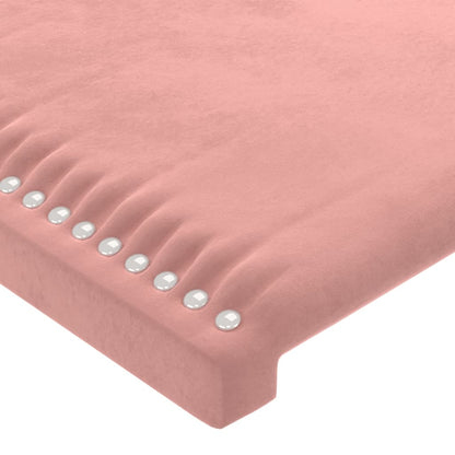 Sänggavel med kanter rosa 93x23x118/128 cm sammet