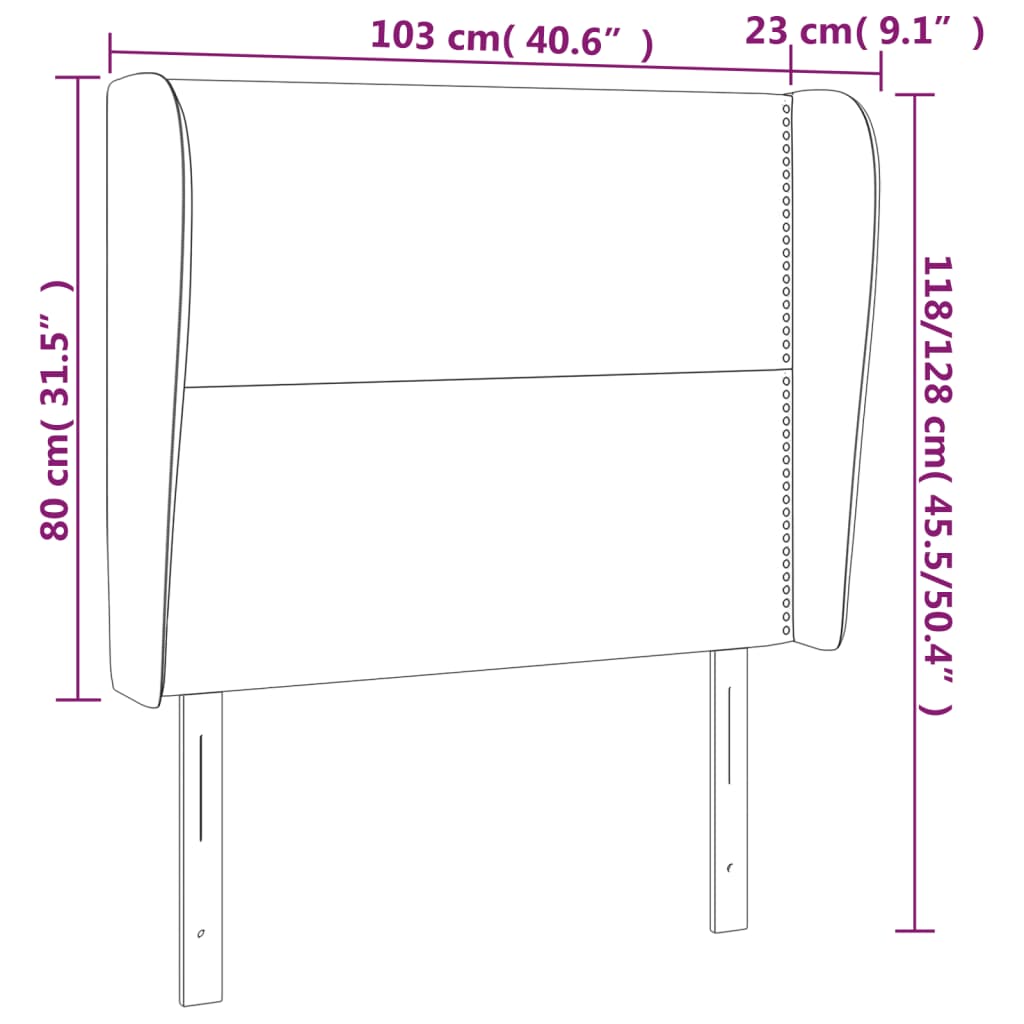 Sänggavel med kanter mörkgrön 103x23x118/128 cm sammet