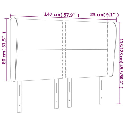 Sänggavel med kanter svart 147x23x118/128 cm sammet