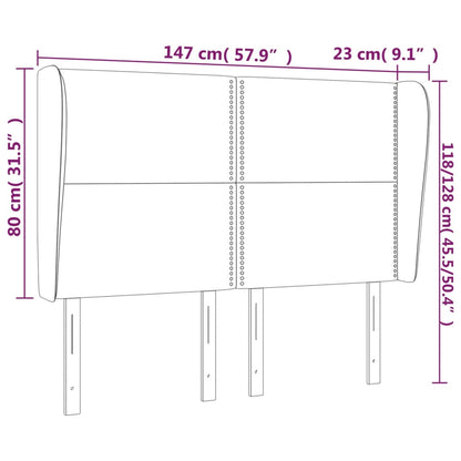 Sänggavel med kanter vit 147x23x118/128 cm konstläder