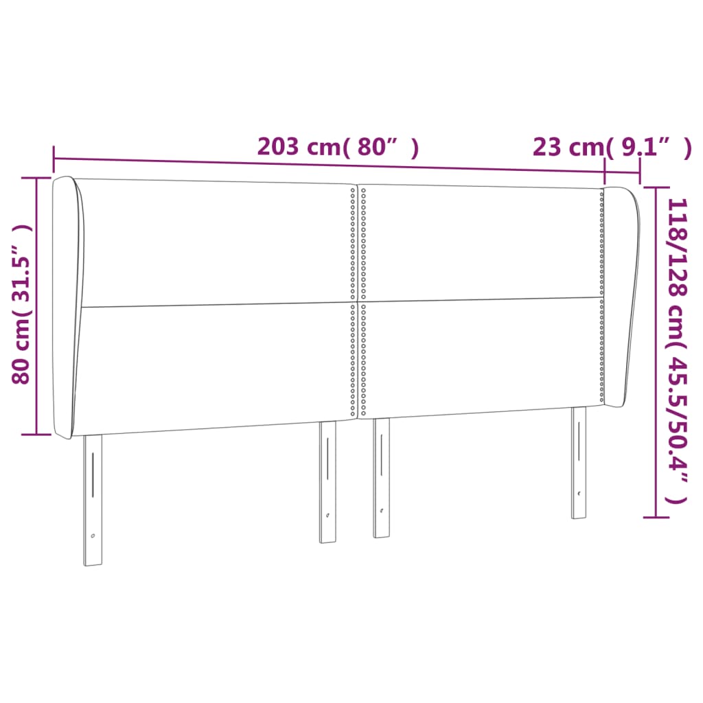 Sänggavel med kanter vit 203x23x118/128 cm konstläder