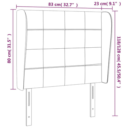 Sänggavel med kanter mörkgrå 83x23x118/128 cm tyg