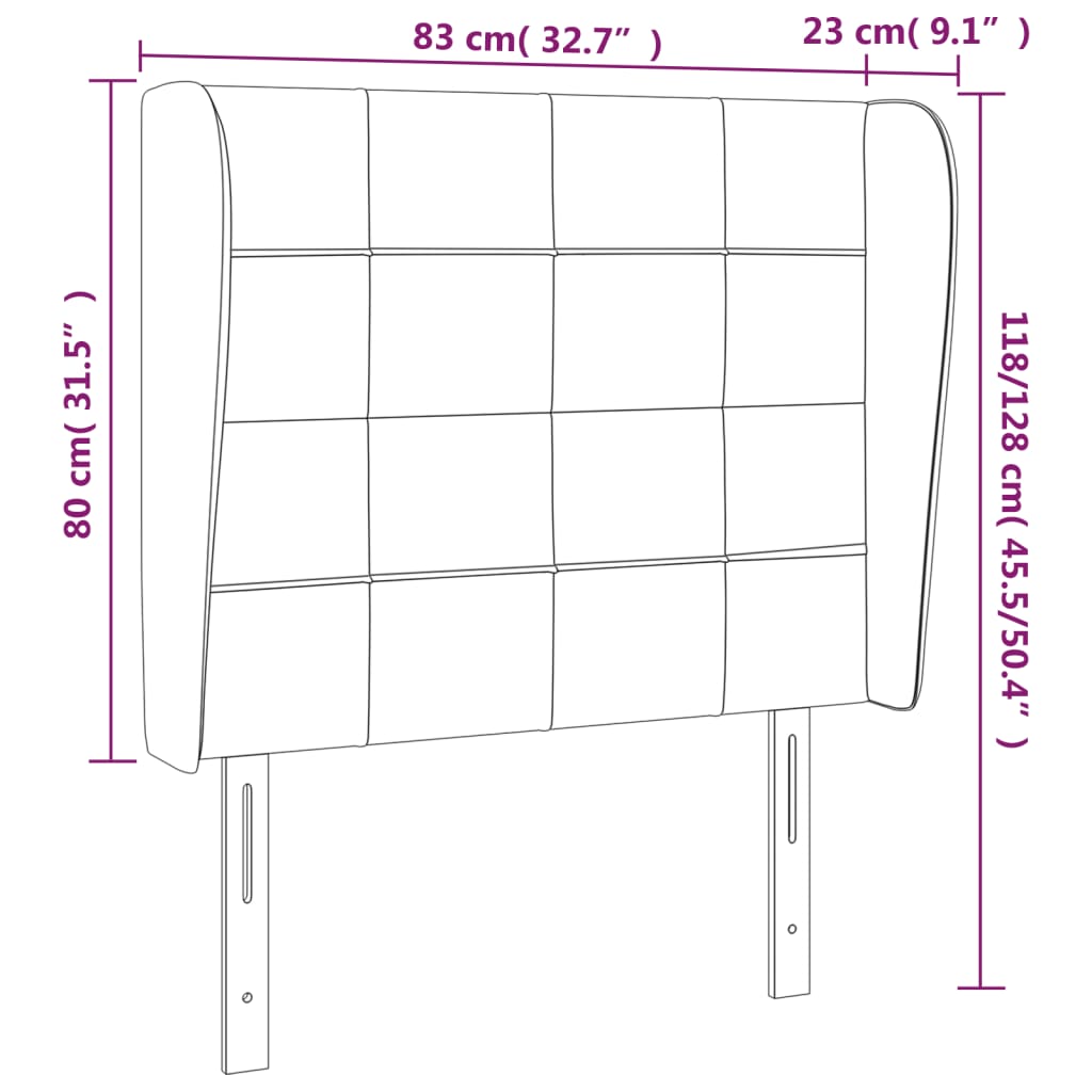 Sänggavel med kanter mörkbrun 83x23x118/128 cm tyg