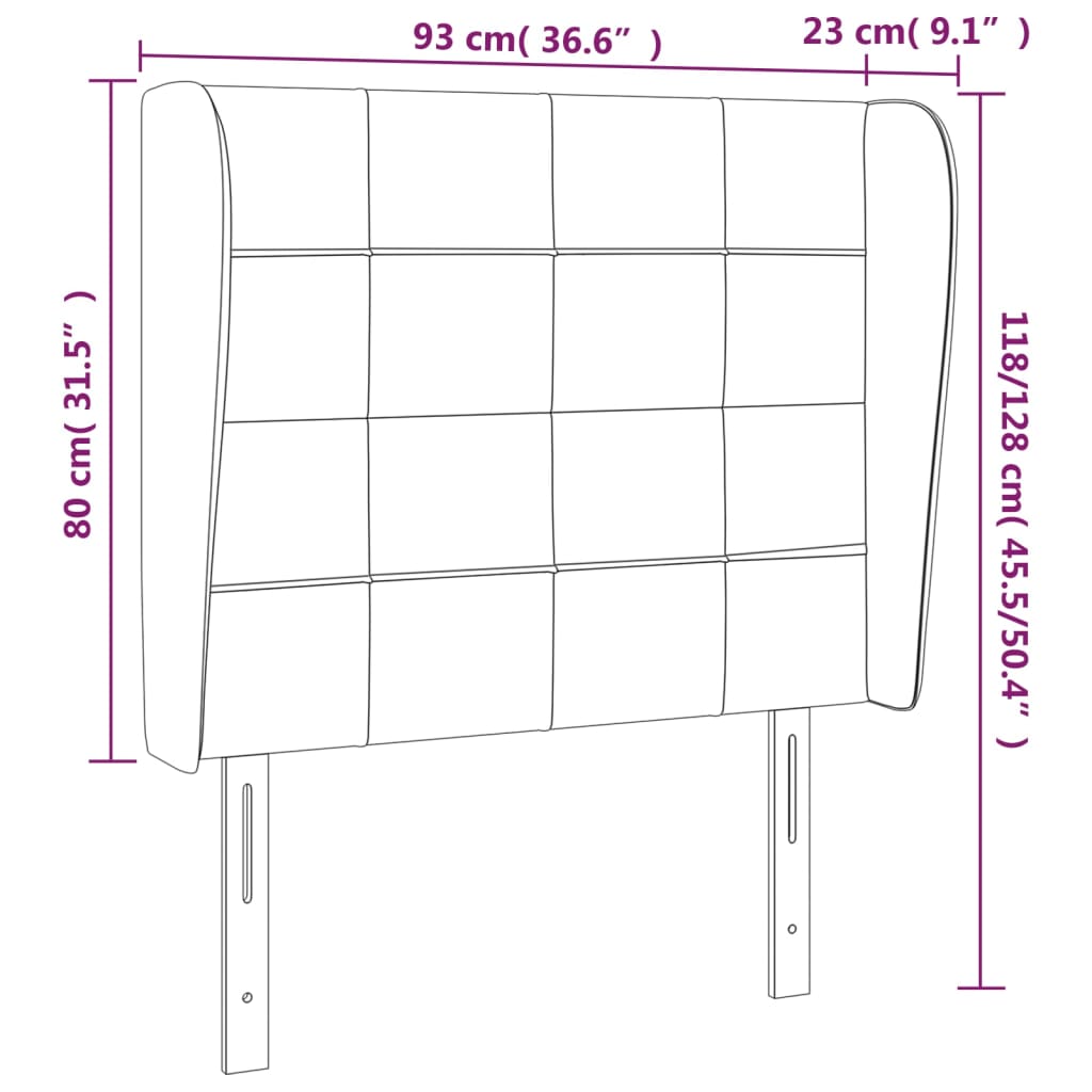 Sänggavel med kanter ljusgrå 93x23x118/128 cm tyg