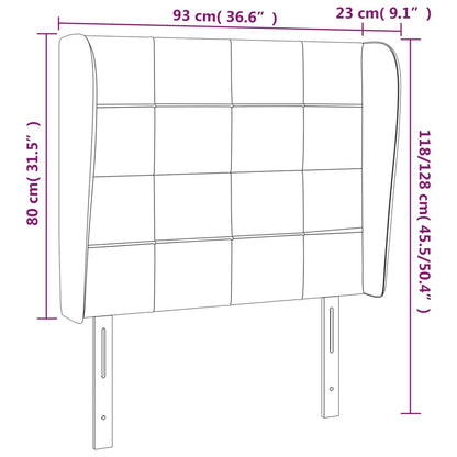 Sänggavel med kanter mörkgrå 93x23x118/128 cm tyg