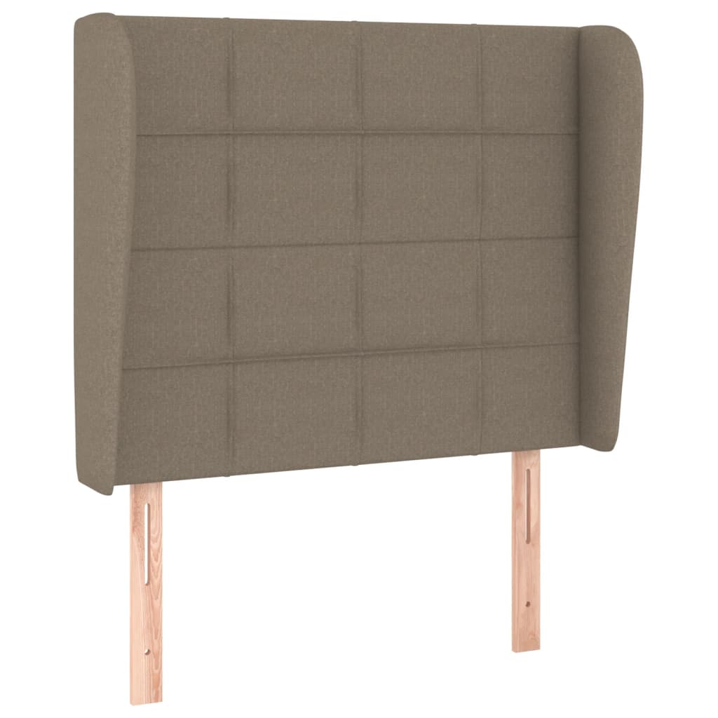 Sänggavel med kanter taupe 103x23x118/128 cm tyg