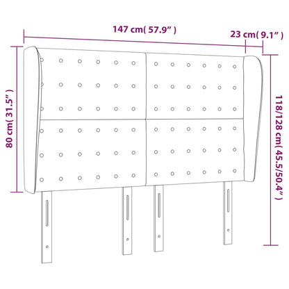 Sänggavel med kanter svart 147x23x118/128 cm konstläder