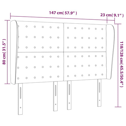 Sänggavel med kanter grå 147x23x118/128 cm konstläder