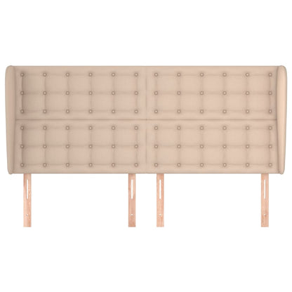 Sänggavel med kanter cappuccino 163x23x118/128 cm konstläder