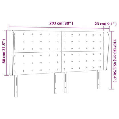 Sänggavel med kanter svart 203x23x118/128 cm konstläder