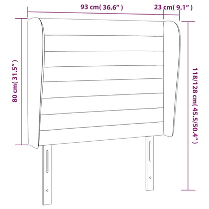 Sänggavel med kanter svart 93x23x118/128 cm tyg