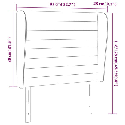 Sänggavel med kanter svart 83x23x118/128 cm sammet