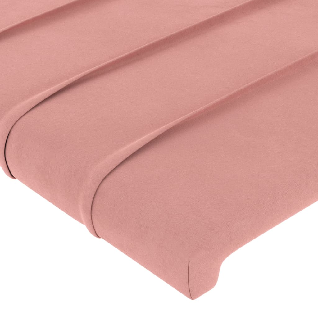 Sänggavel med kanter rosa 83x23x118/128 cm sammet