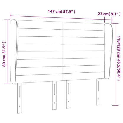 Sänggavel med kanter rosa 147x23x118/128 cm sammet