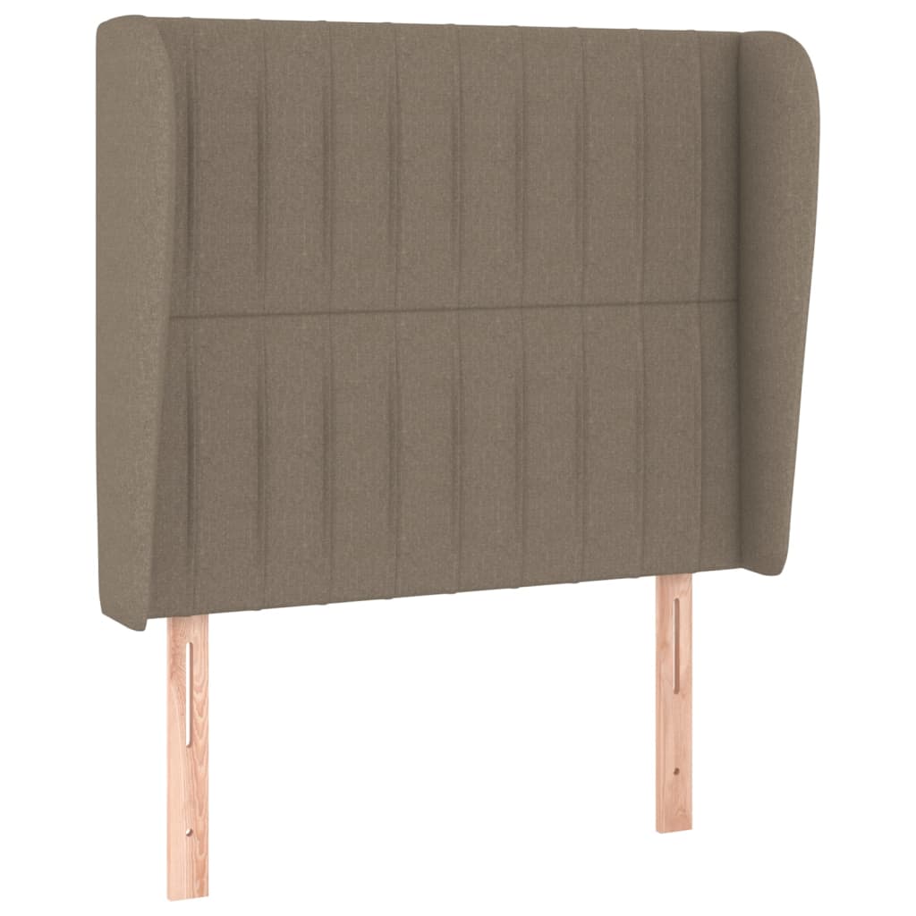 Sänggavel med kanter taupe 103x23x118/128 cm tyg