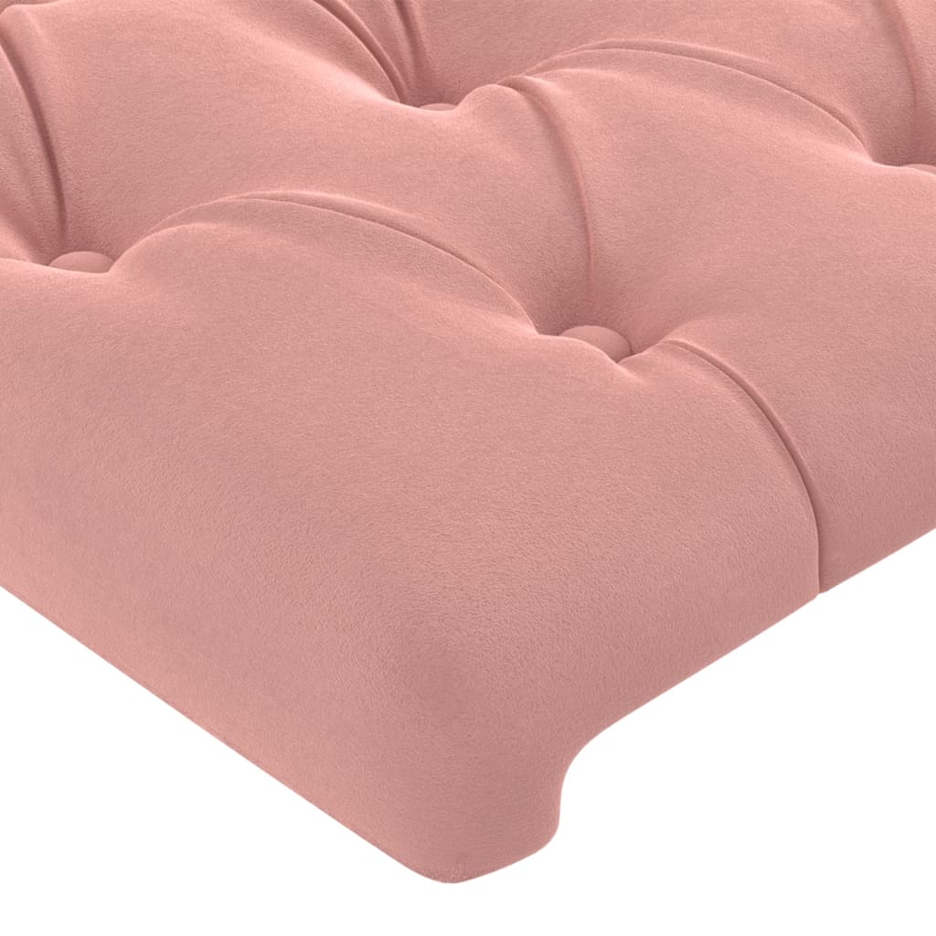 Sänggavel med kanter rosa 103x23x118/128 cm sammet