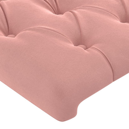 Sänggavel med kanter rosa 103x23x118/128 cm sammet