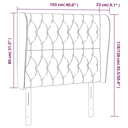 Sänggavel med kanter rosa 103x23x118/128 cm sammet