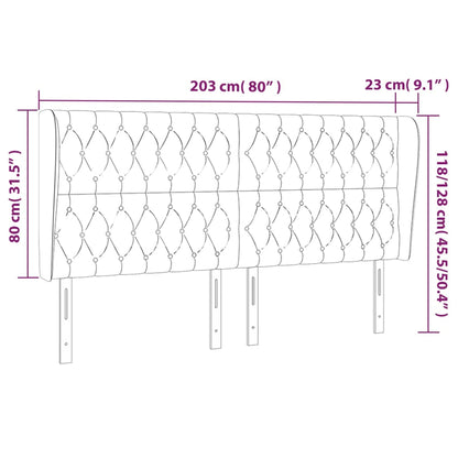 Sänggavel med kanter svart 203x23x118/128 cm sammet