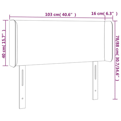 Sänggavel med kanter svart 103x16x78/88 cm sammet