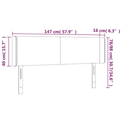 Sänggavel med kanter svart 147x16x78/88 cm sammet