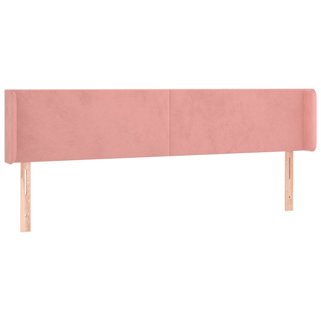 Sänggavel med kanter rosa 163x16x78/88 cm sammet