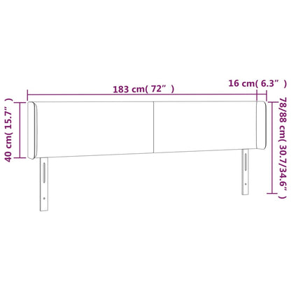 Sänggavel med kanter svart 183x16x78/88 cm sammet