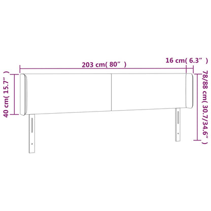 Sänggavel med kanter svart 203x16x78/88 cm sammet