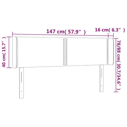 Sänggavel med kanter svart 147x16x78/88 cm sammet