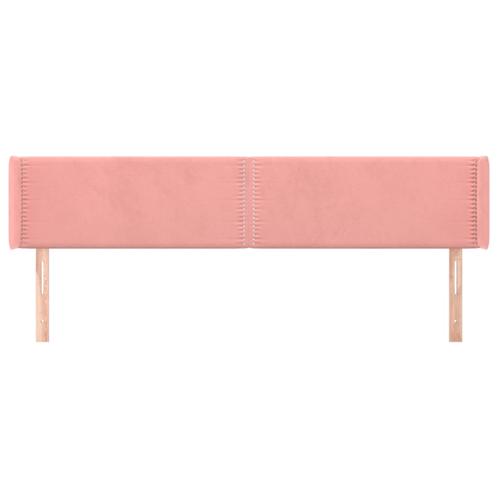 Sänggavel med kanter rosa 163x16x78/88 cm sammet