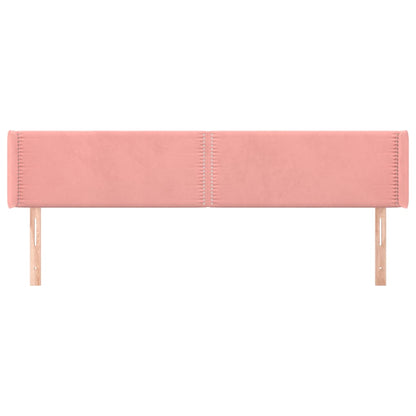 Sänggavel med kanter rosa 163x16x78/88 cm sammet