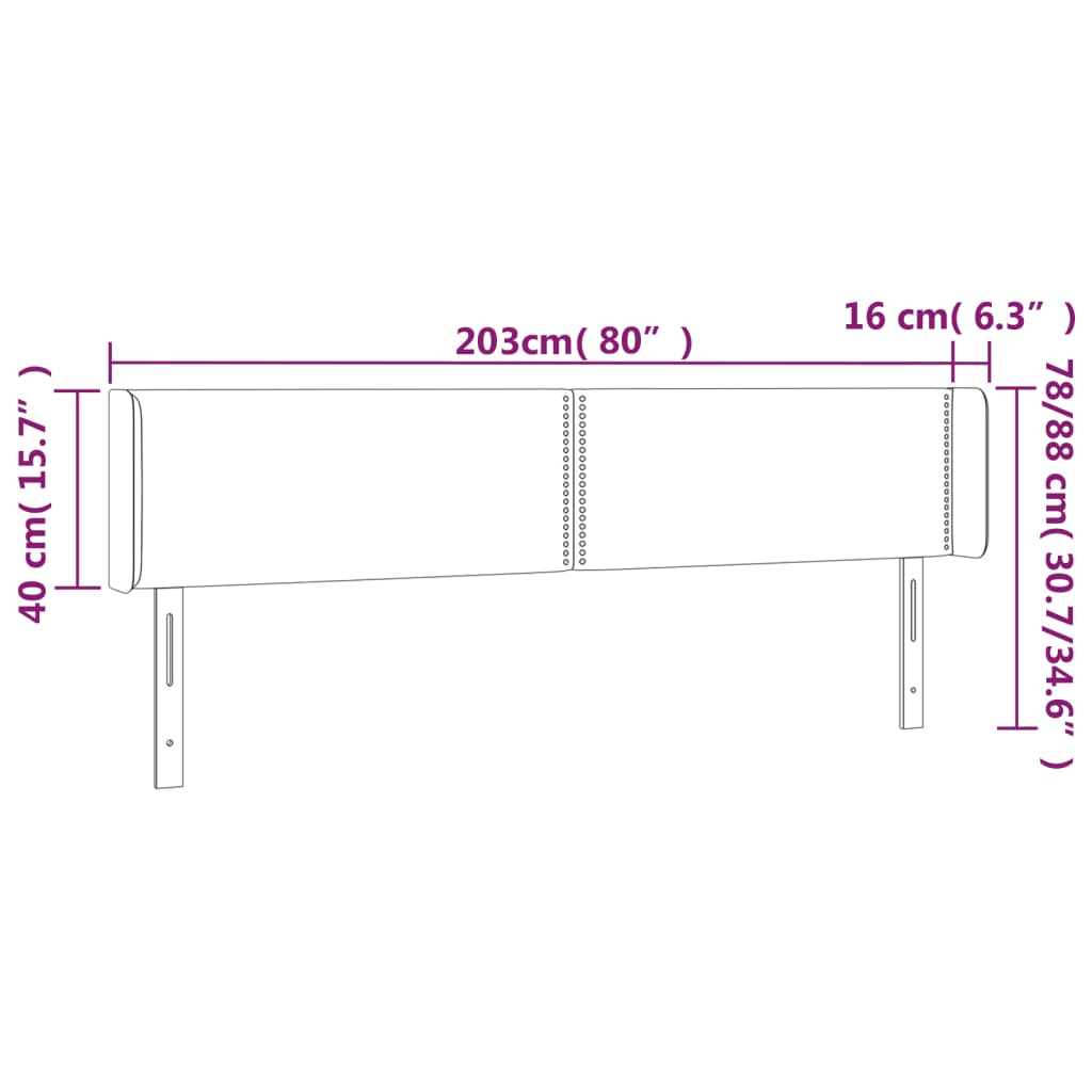 Sänggavel med kanter mörkgrön 203x16x78/88 cm sammet